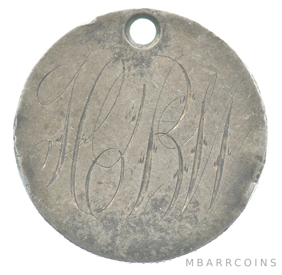1862 Seated Liberty Quarter Love Token Victorian M G H *5527