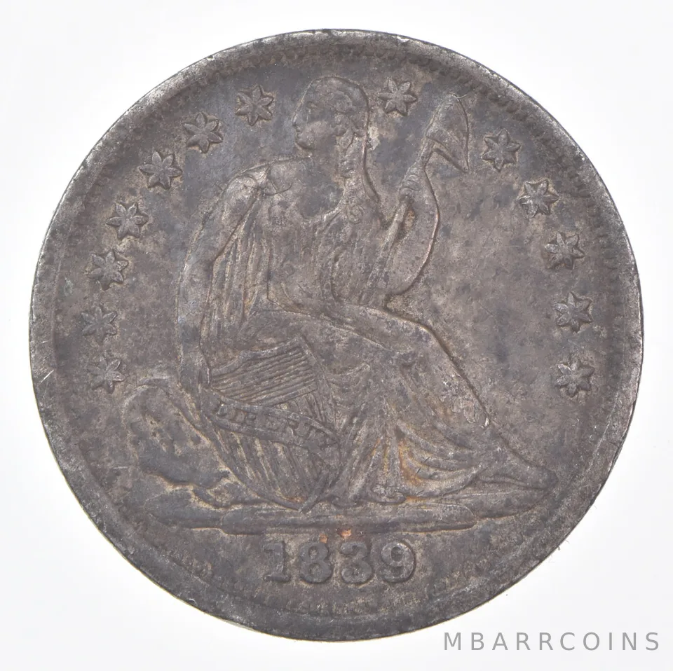 1839 Seated Liberty Half Dime No Drapery Beautiful Tone *1207