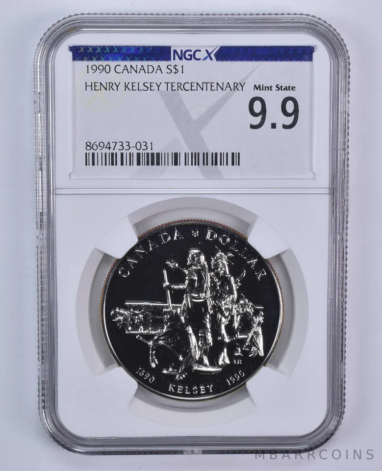 1990 Canada 1 Dollar Silver Henry Kelsey Mint State 9.9 NGC X NGCX