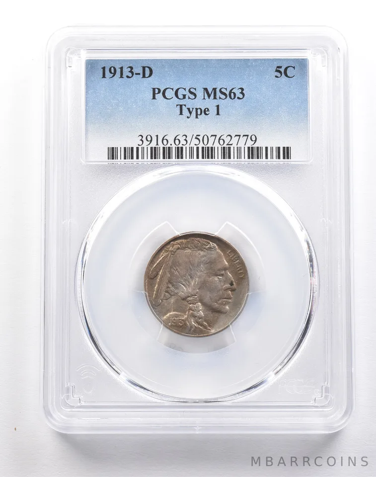 1913-D Indian Head Buffalo Nickel Type 1 MS63 PCGS *2225