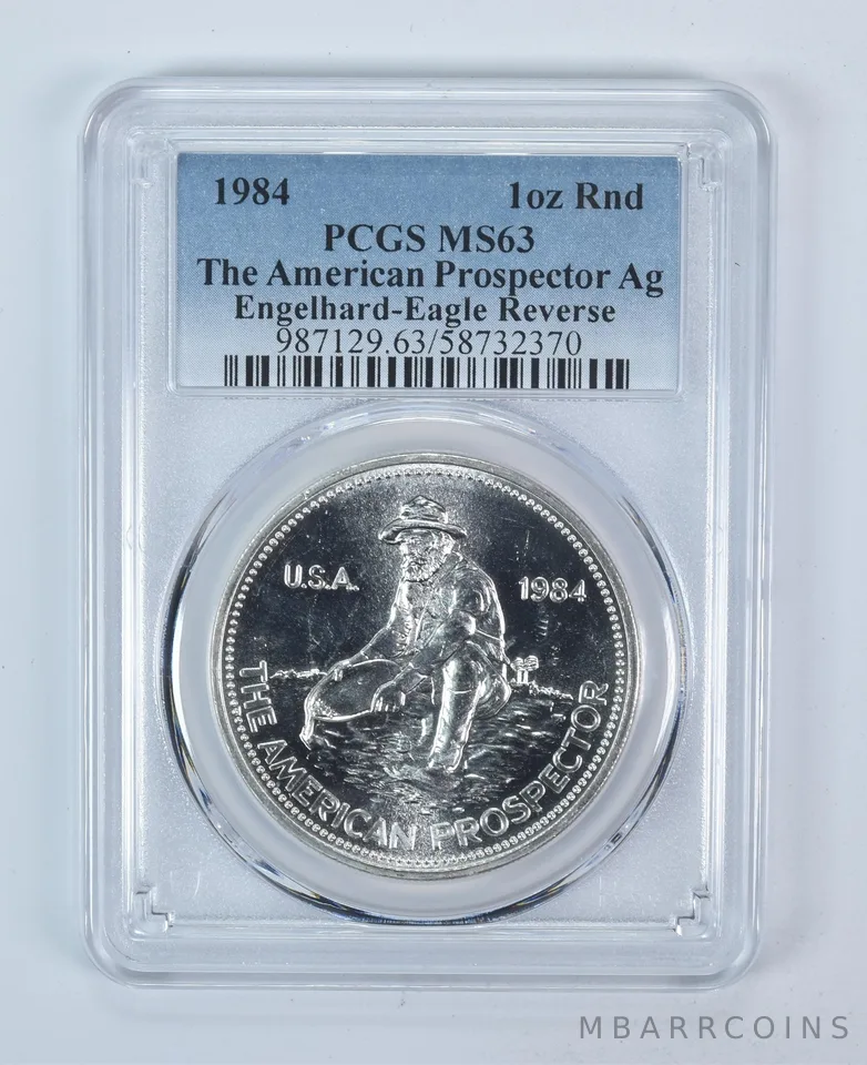 1984 Engelhard Prospector 1 Oz Silver Round Eagle Reverse MS63 PCGS
