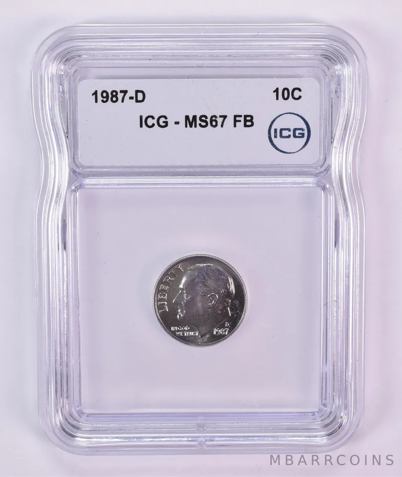 1987-D Roosevelt Dime MS67 FB ICG