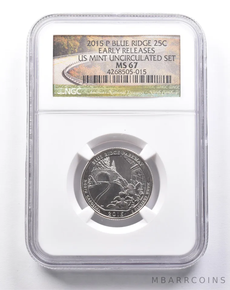 MS67 2015-P Washington Quarter Blue Ridge Unc Set Early Releases NGC *6130