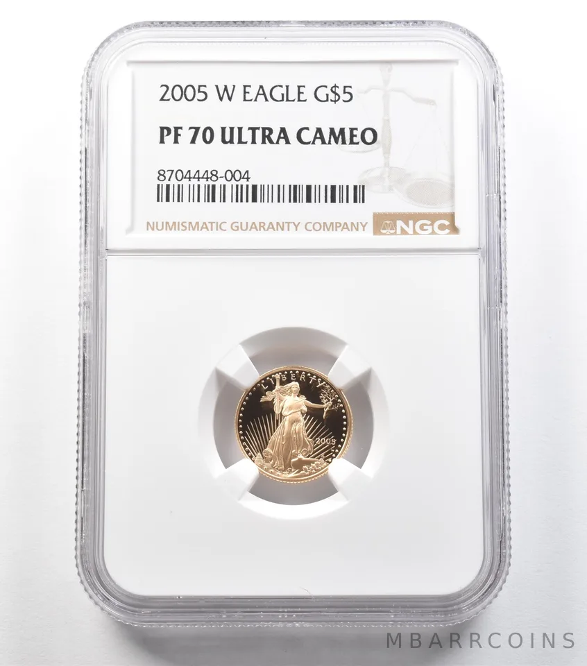 2005-W $5 American Gold Eagle 1/10 Oz Gold PF70 UCAM NGC