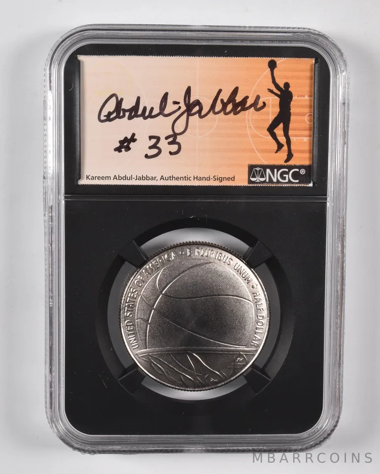 2020-D Basketball HOF 50c MS70 NGC Kareem Abdul Jabbar Signed #33