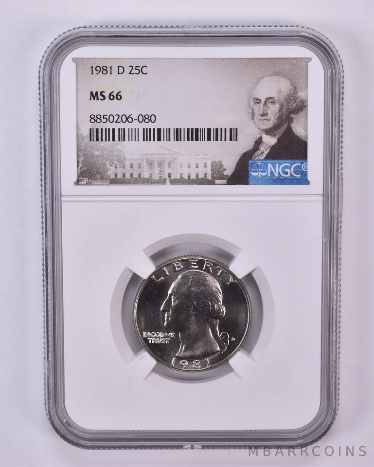 1981-D Washington Quarter MS66 NGC Special Label