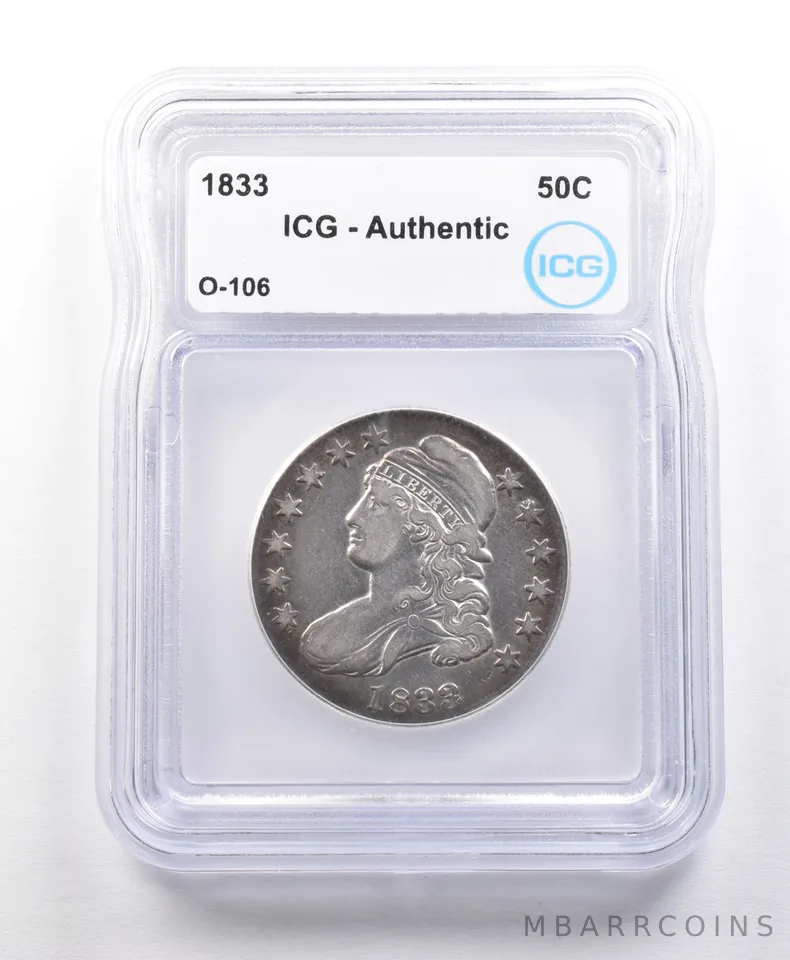 1833 Capped Bust Half Dollar O-106 Authentic ICG *5606