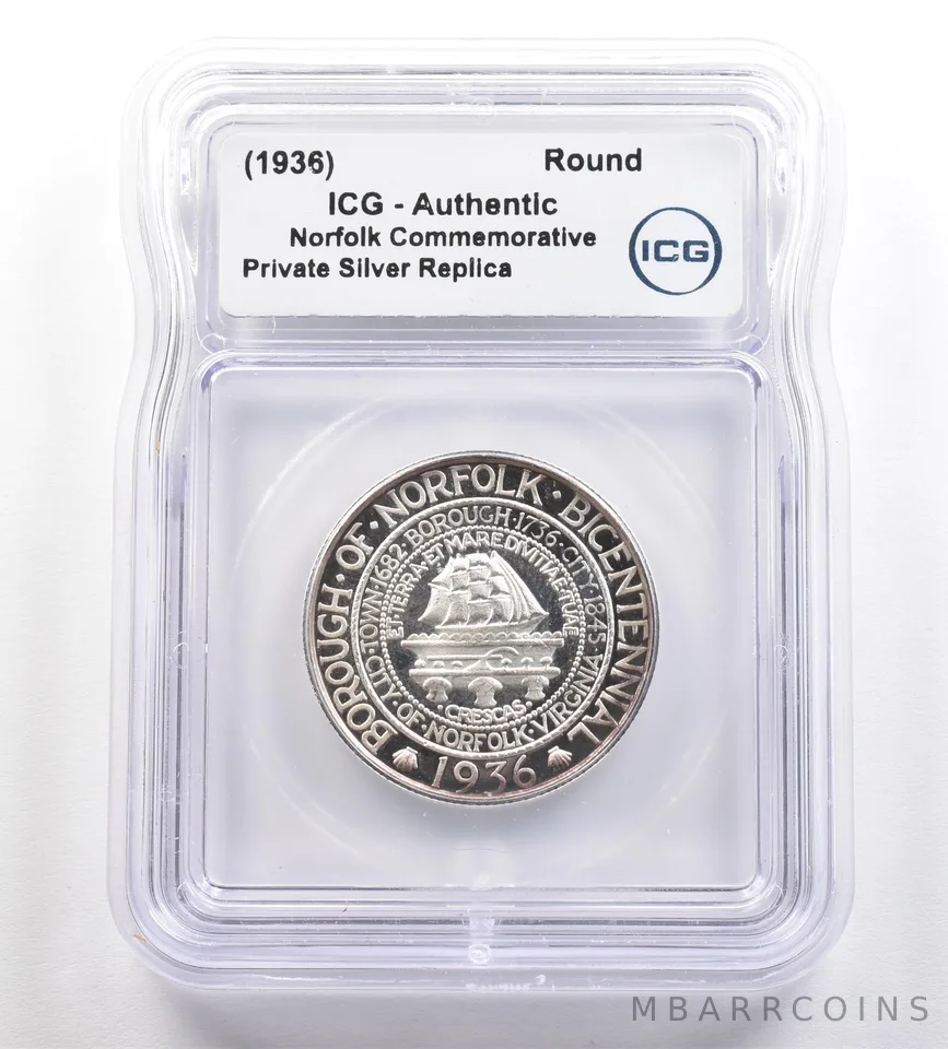 (1936) Norfolk Commemorative Gallery Silver Half Dollar ICG *4262
