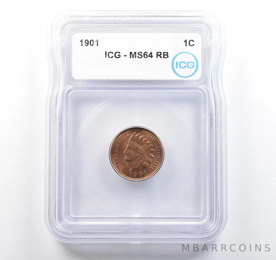 1901 Indian Head Cent MS64 RB ICG *9717