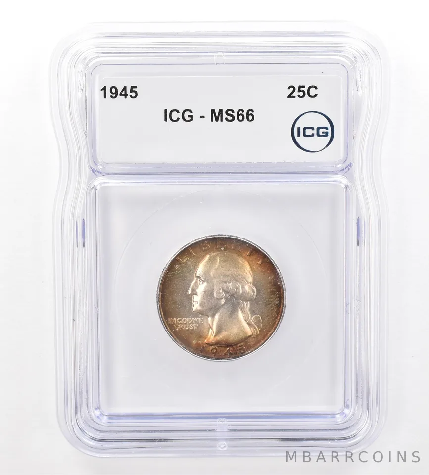1945 Washington Quarter MS66 ICG Beautiful Tone *7403