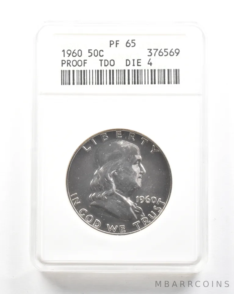 1960 Franklin Half Dollar TDO Die 4 PF65 ANACS a2029