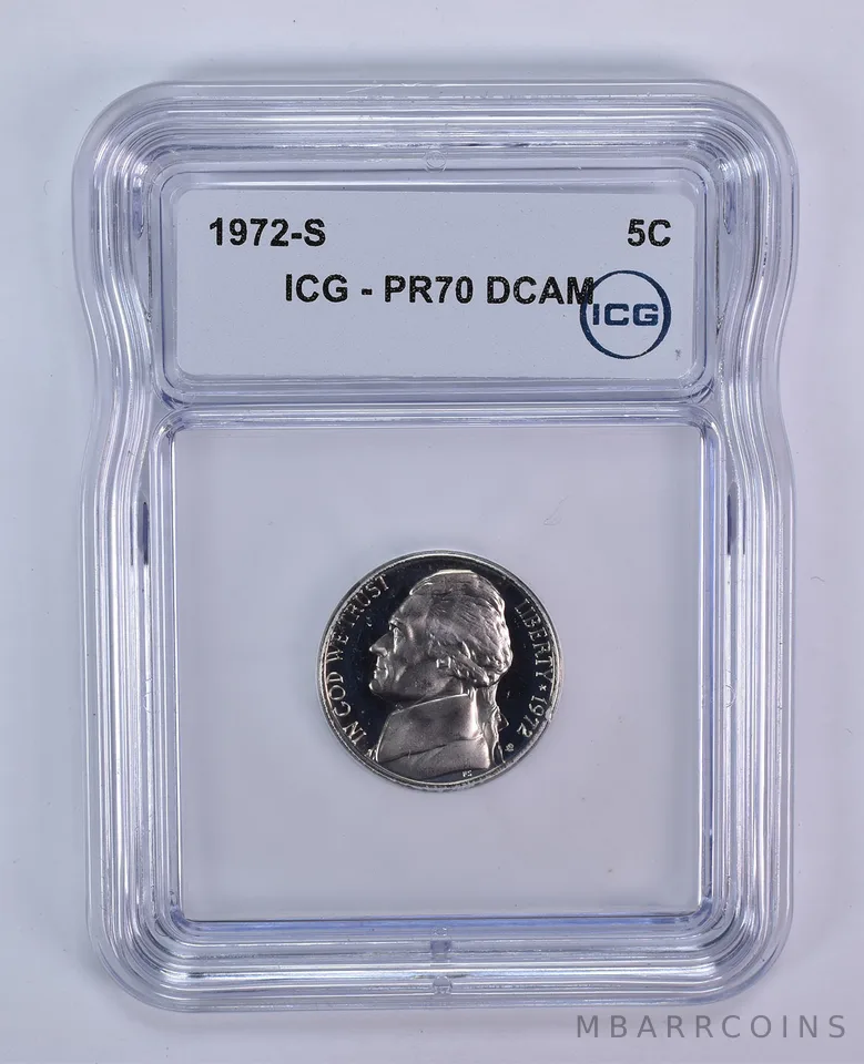 1972-S Jefferson Nickel PR70 DCAM ICG