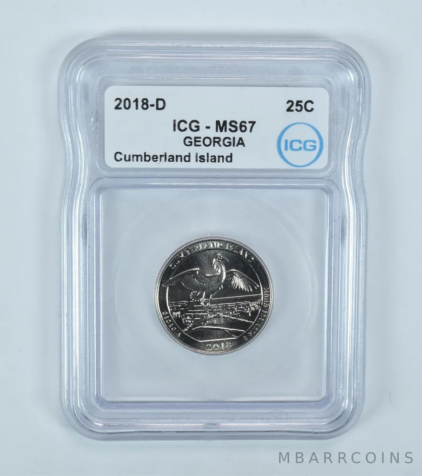 2018-D Washington Quarter ATB Cumberland Island MS67 ICG