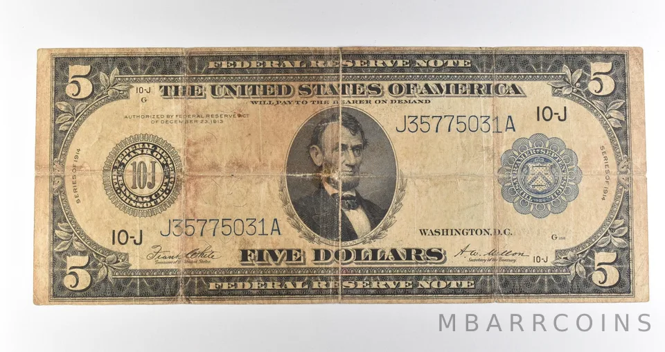 1914 $5 Kansas City MO FRN Blue Seal Large Note Fr#883a *4648