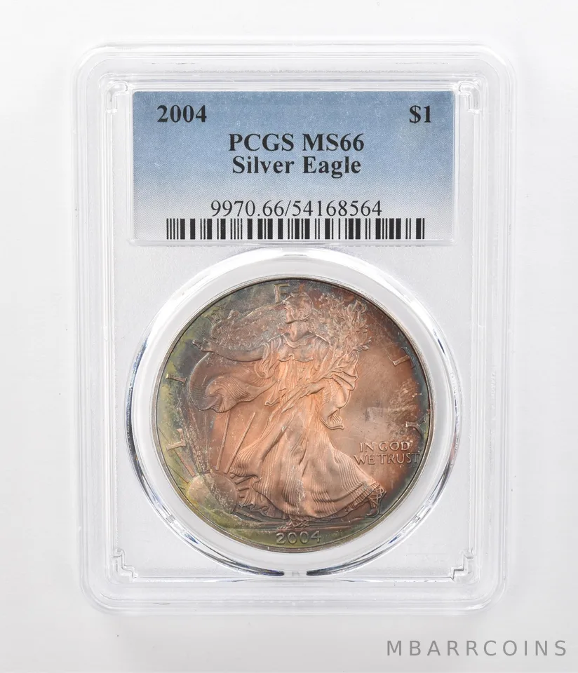 2004 American Silver Eagle MS66 PCGS Beautiful Tone a1277