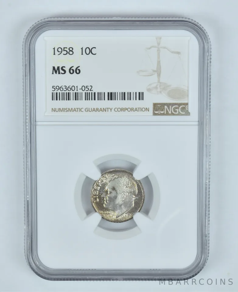 MS66 1958 Roosevelt Dime - Graded NGC Toned! a9062