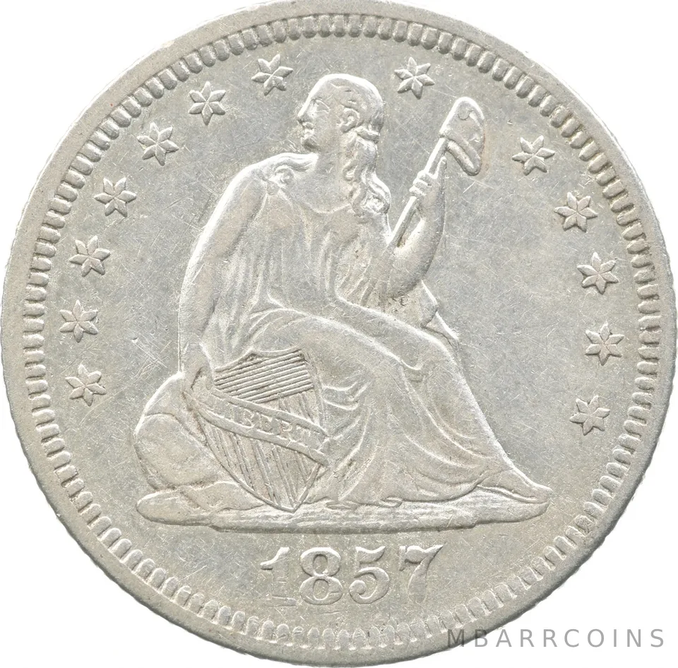 1857-O Seated Liberty Quarter a8925