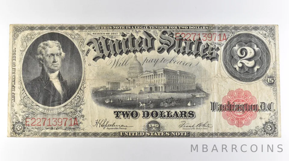 1917 $2 Legal Tender Large Note Red Seal *3072