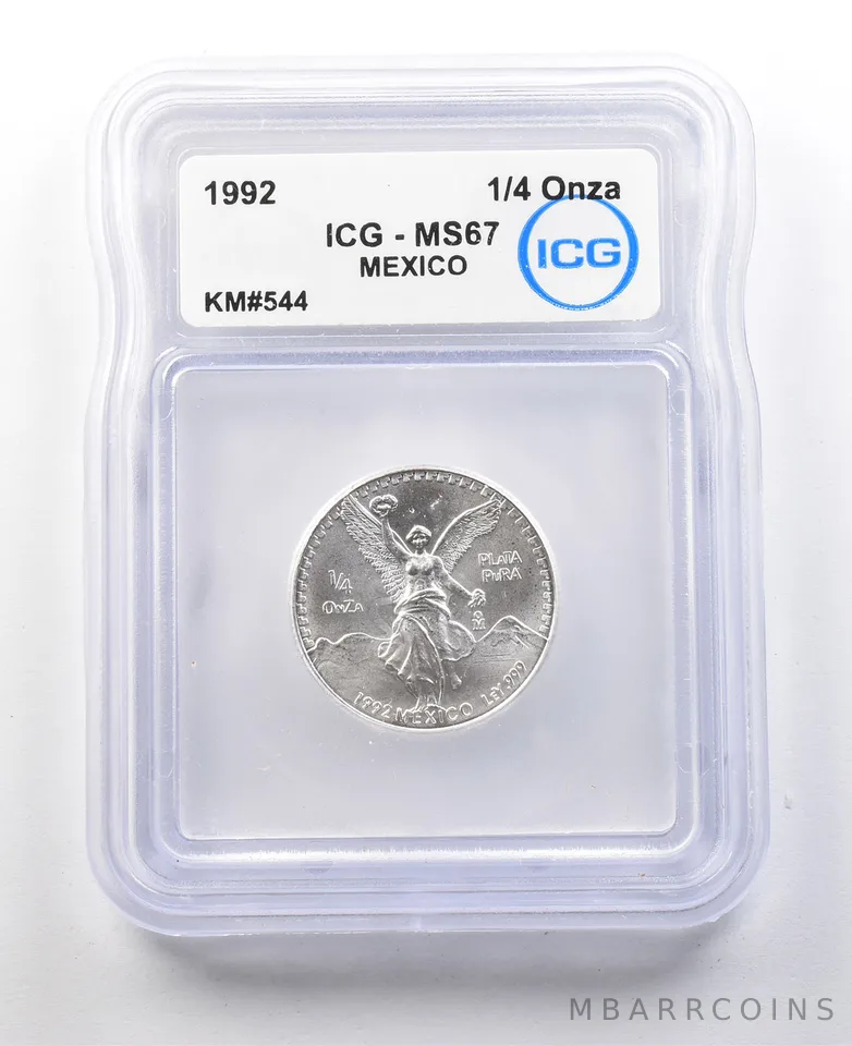 1992 Mo Mexico 1/4 Onza Silver Libertad MS67 ICG *8775