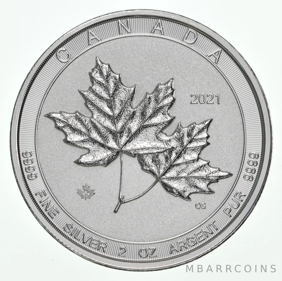 2021 Canada 10 Dollars Silver Maple Leaf Twin Maples 2 Oz Silver .9999