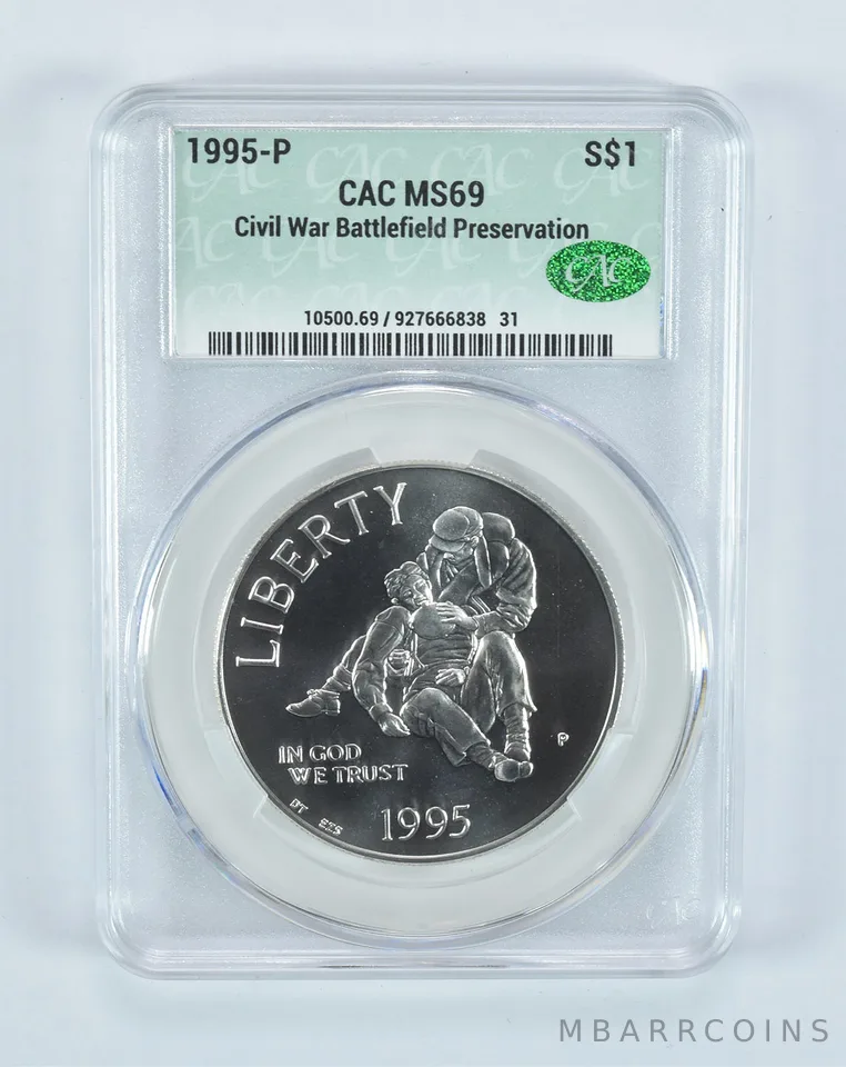 1995-P Civil War Battlefields Commemorative Silver Dollar MS69 CAC CACg