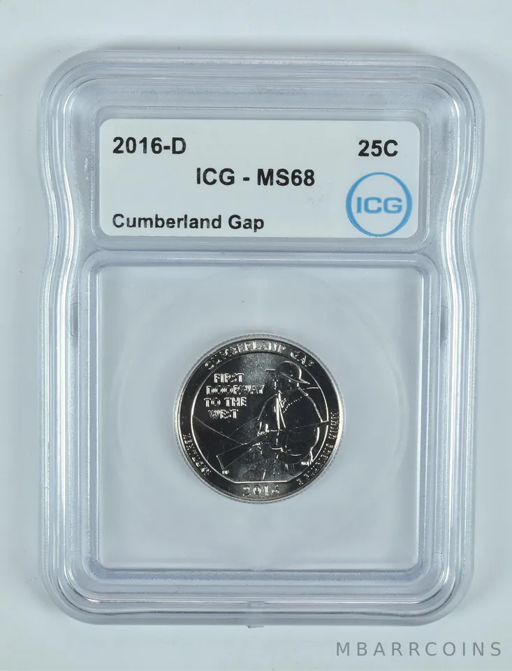 2016-D Washington Quarter ATB Cumberland Gap MS68 ICG