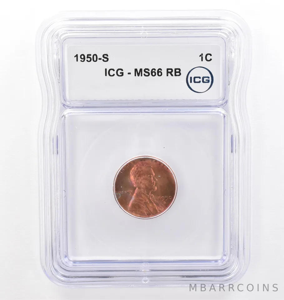 1950-S Lincoln Wheat Cent MS66 RB ICG Beautiful Tone a7699