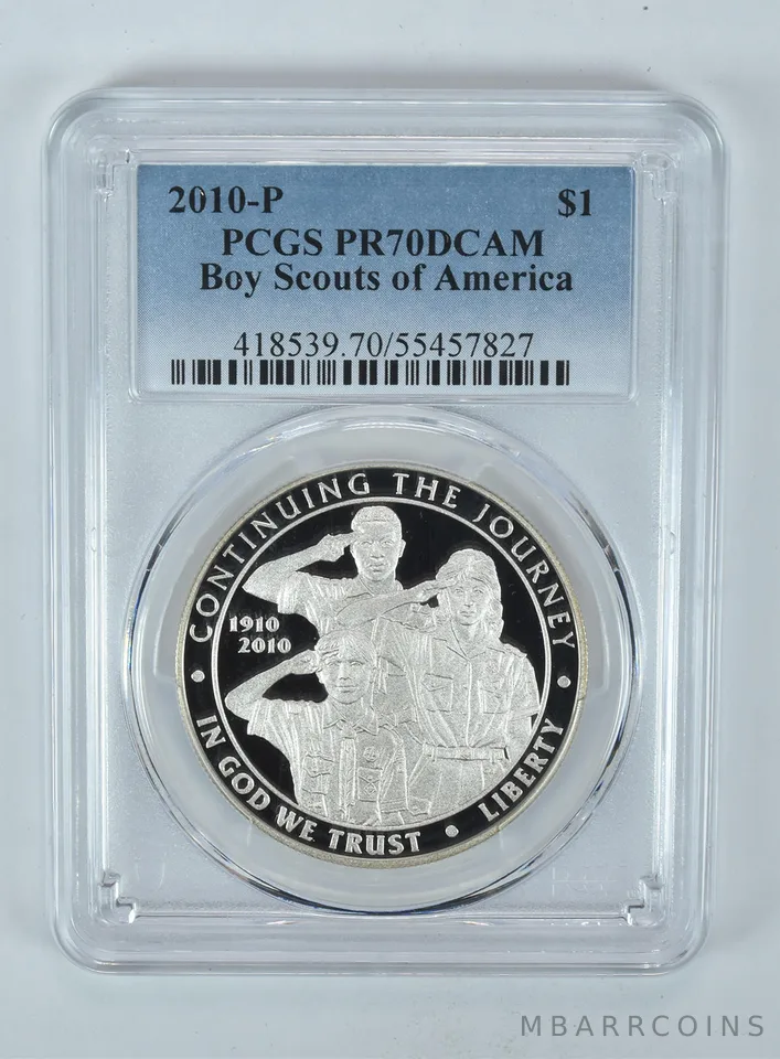 2010-P Boy Scouts Commemorative Dollar PR70 DCAM PCGS Blue Label