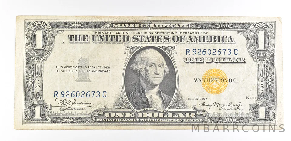 1935 A $1 Silver Certificate North Africa Yellow Seal Fr#2309 WWII *9361