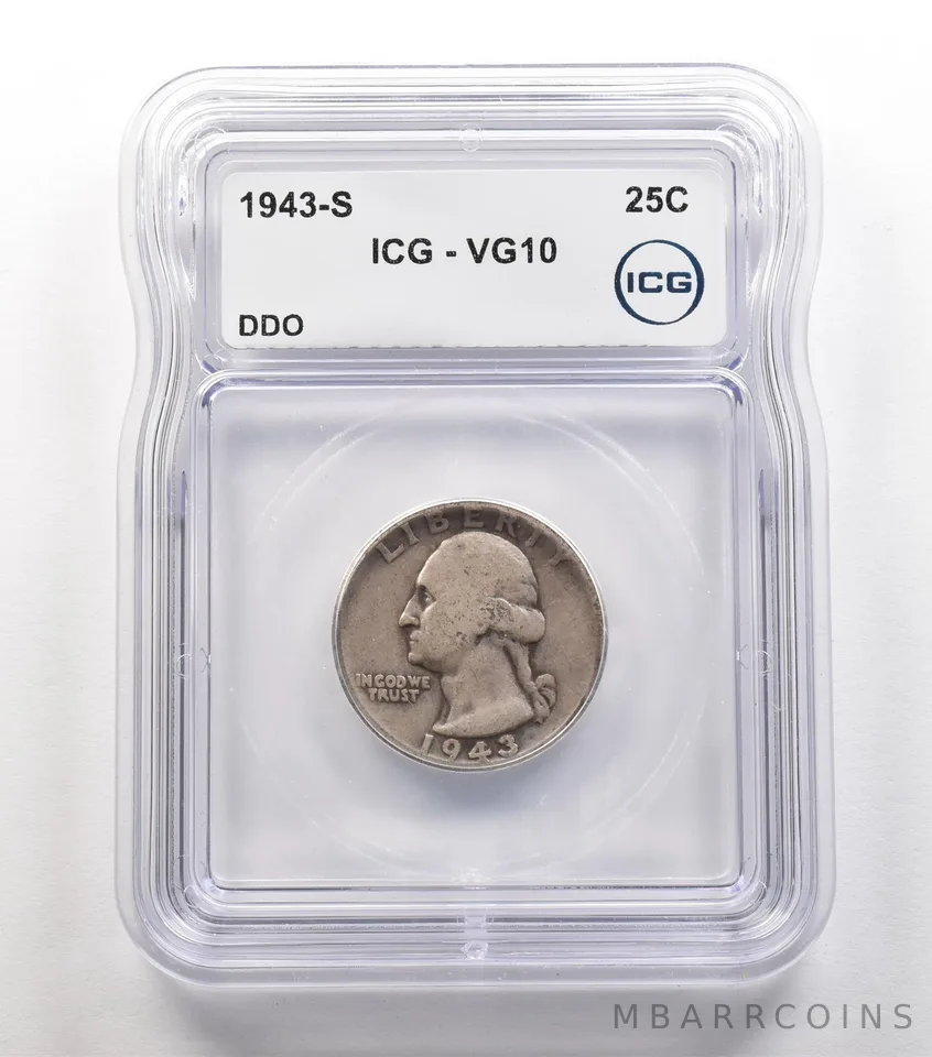 1943-S Washington Quarter DDO VG10 ICG *6689