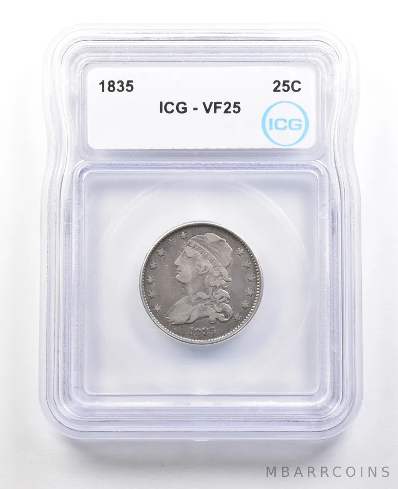 1835 Capped Bust Quarter VF25 ICG *3606