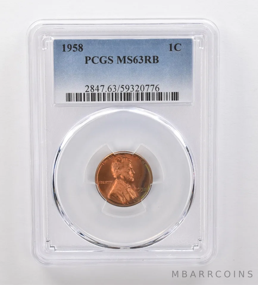 1958 Lincoln Wheat Cent MS63 RB PCGS Beautiful Tone *2058