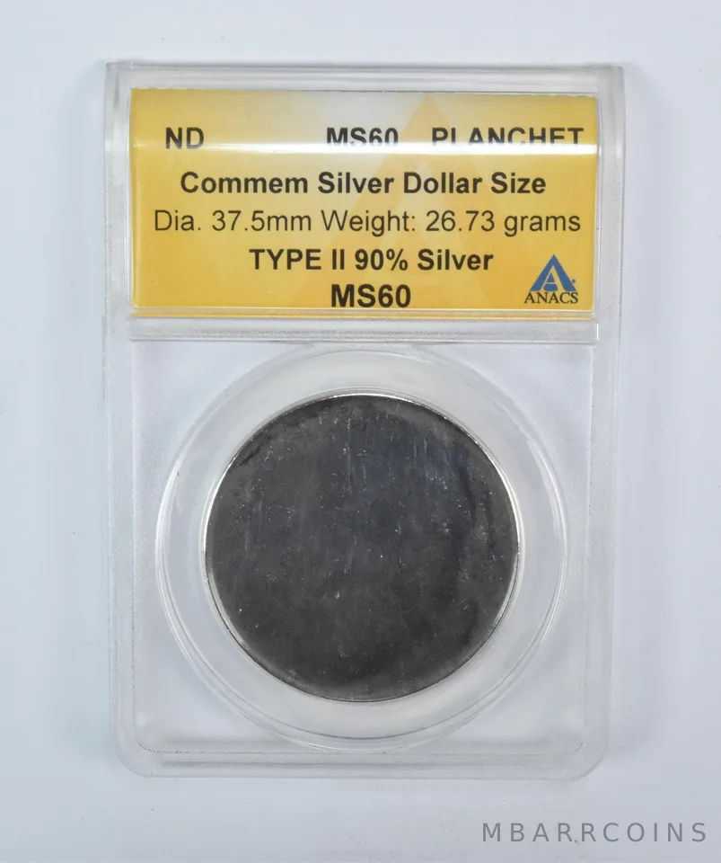 ND Commemorative Silver Dollar Size Planchet MS60 ANACS a5749