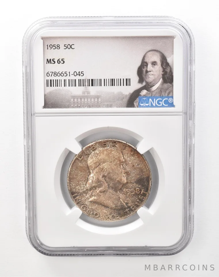 1958 Franklin Half Dollar MS65 NGC Beautiful Tone a2241