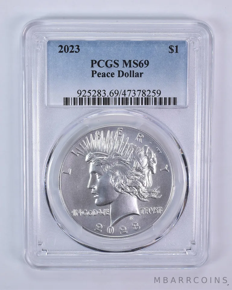 2023 Peace Silver Dollar MS69 PCGS Blue Label