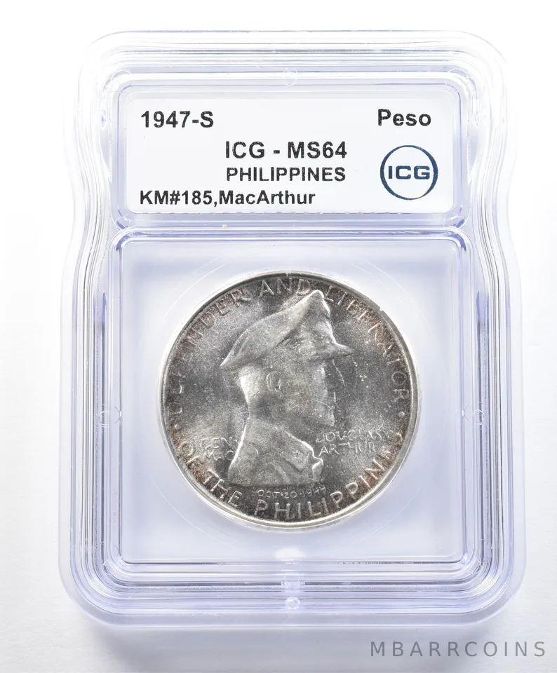 1947 S Philippines Peso MacArthur KM#185 MS64 ICG *9032