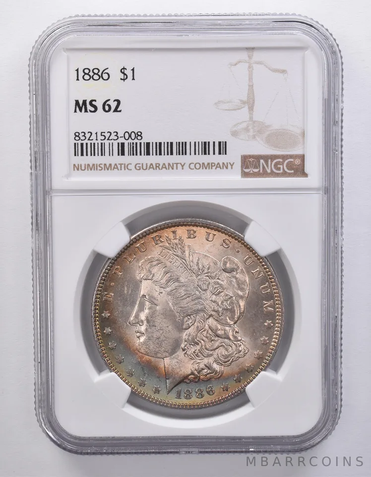 1886 Morgan Silver Dollar MS62 NGC Peripheral Tone *7169