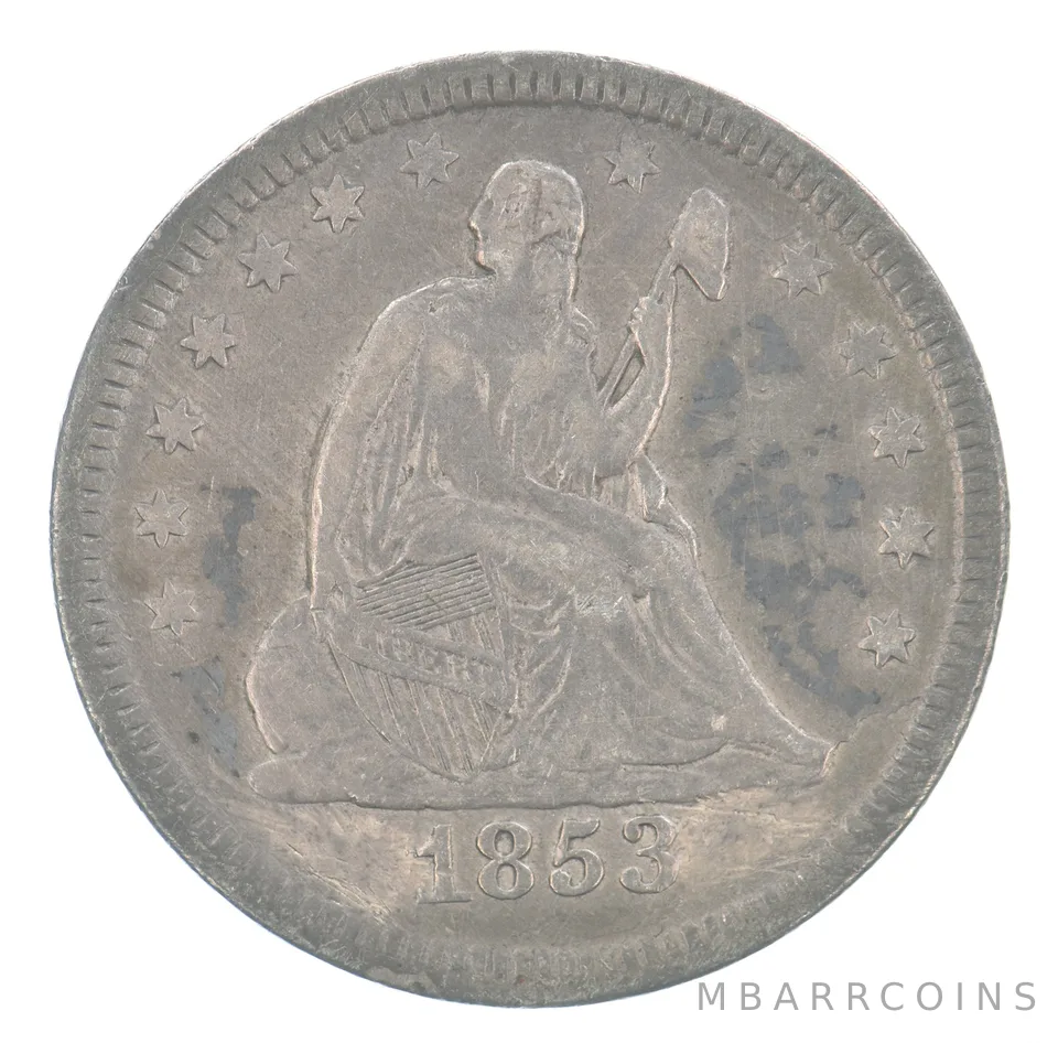 1853 Seated Liberty Quarter Rays Beautiful Tone *0333