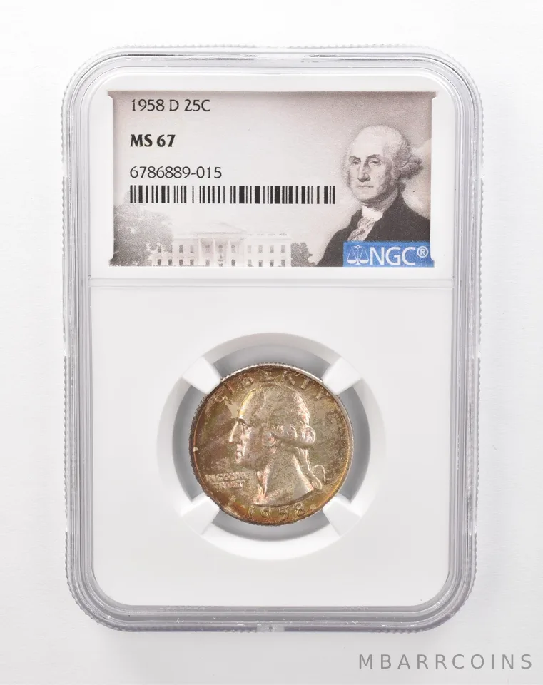 1958-D Washington Quarter MS67 NGC Beautiful Tone *1261
