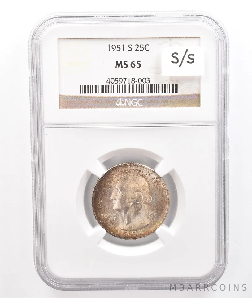 1951-S Washington Quarter MS65 NGC S/S Beautiful Tone *7227