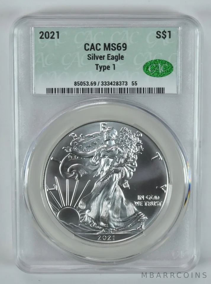 2021 American Silver Eagle Type 1 MS69 CAC CACg