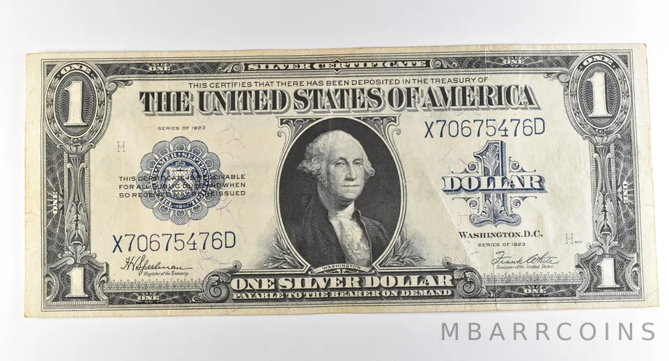 1923 $1 Silver Certificate Large Note Blue Seal *3707