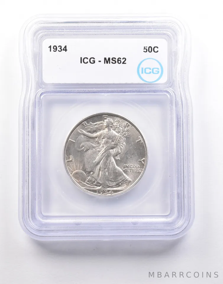 1934 Walking Liberty Half Dollar MS62 ICG a5120