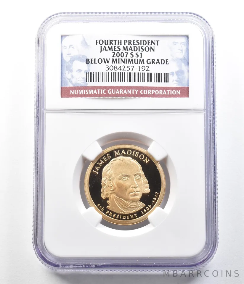 2007-S Presidential $1 James Madison Below Minimum Grade NGC ERROR Slab a3611
