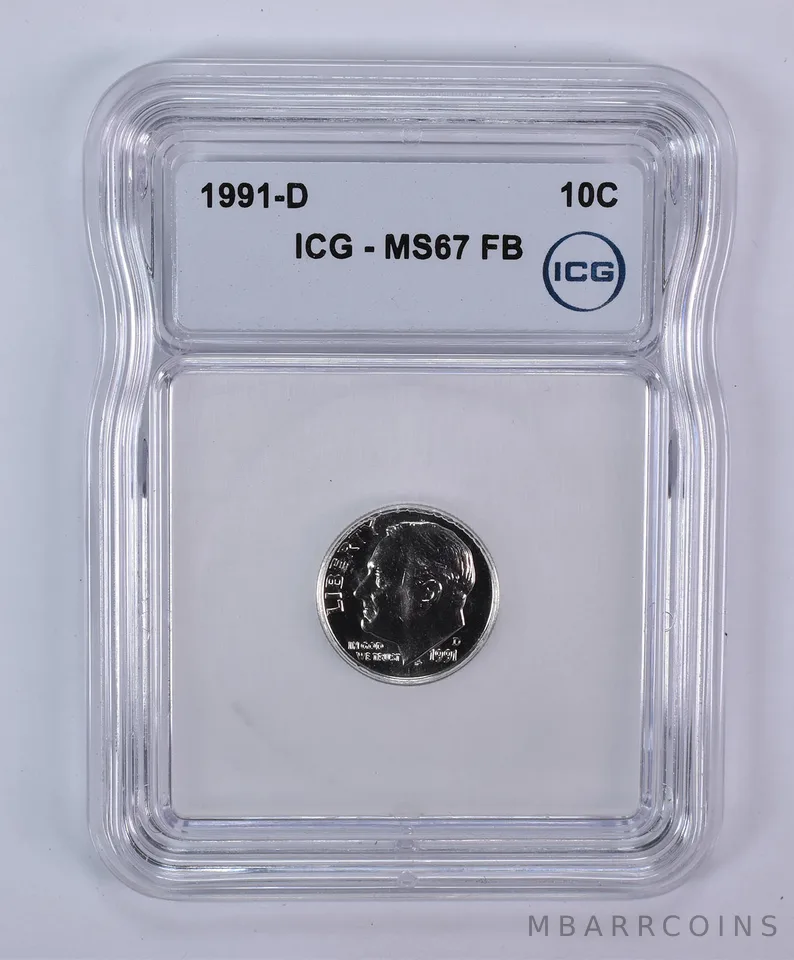 1991-D Roosevelt Dime MS67 FB ICG