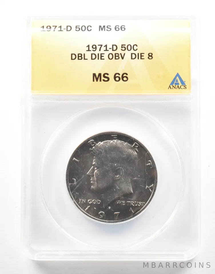 1971-D Kennedy Half Dollar DDO Die 8 MS66 ANACS *2120