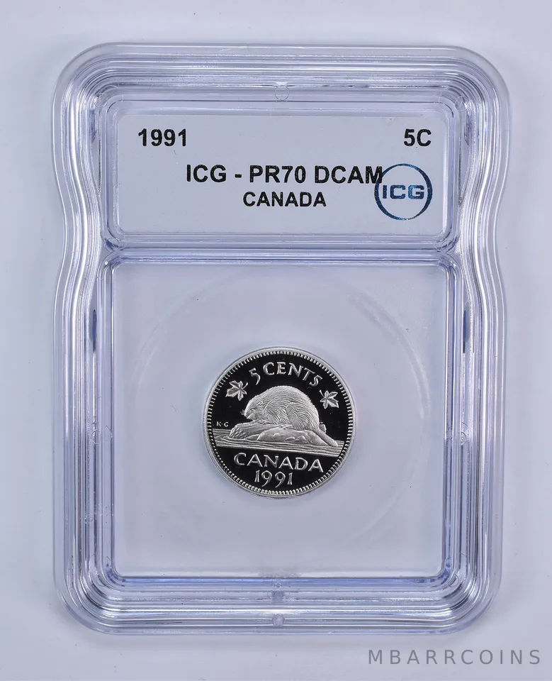 1991 Canada 5 Cents Beaver PR70 DCAM ICG