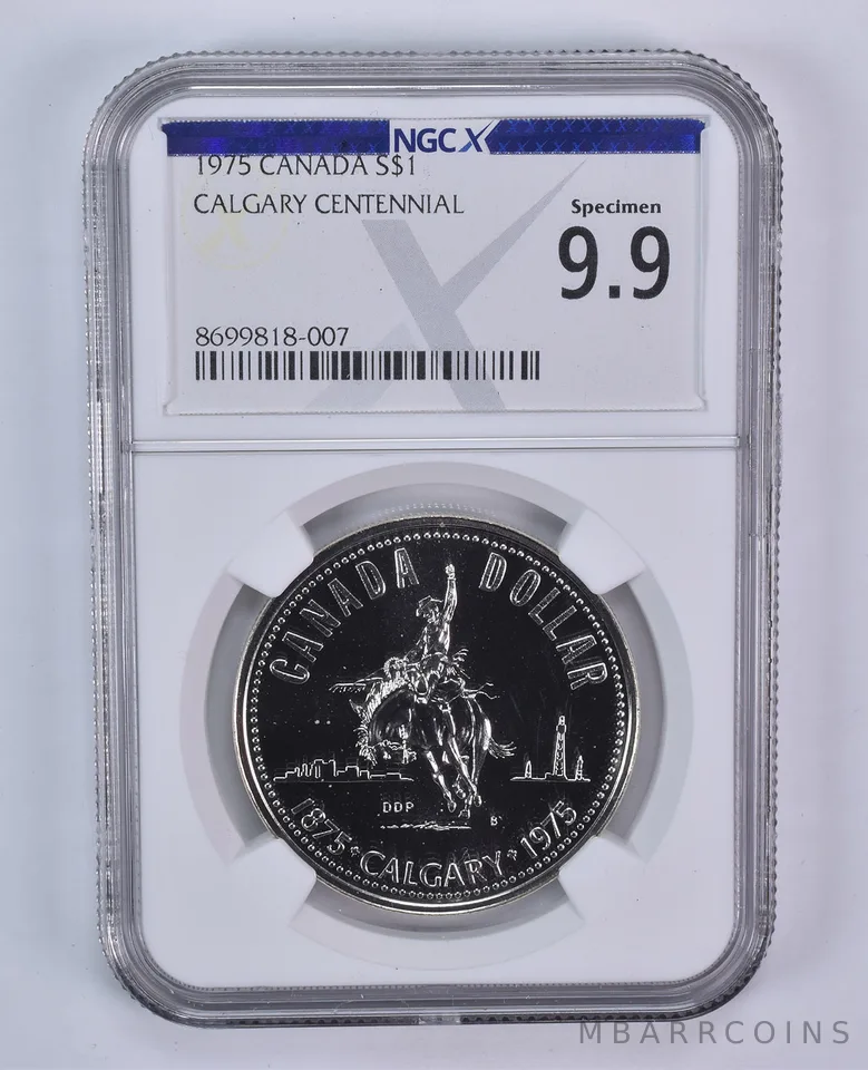 1975 Canada 1 Dollar Silver Calgary Specimen 9.9 NGC X NGCX