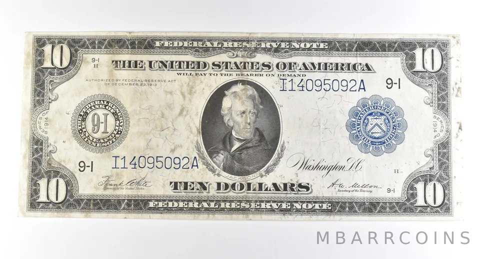 1914 $10 Minneapolis MN FRN Large Note Blue Seal *2803