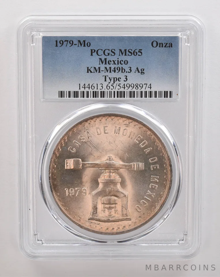 1979 Mo Mexico 1 Onza Silver Type 3 KM-M49b.3 MS65 PCGS Beautiful Tone *4337